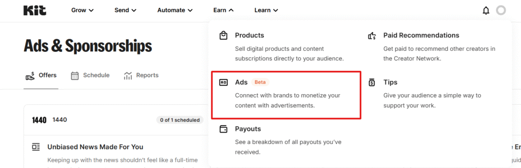 kit ads location dashboard